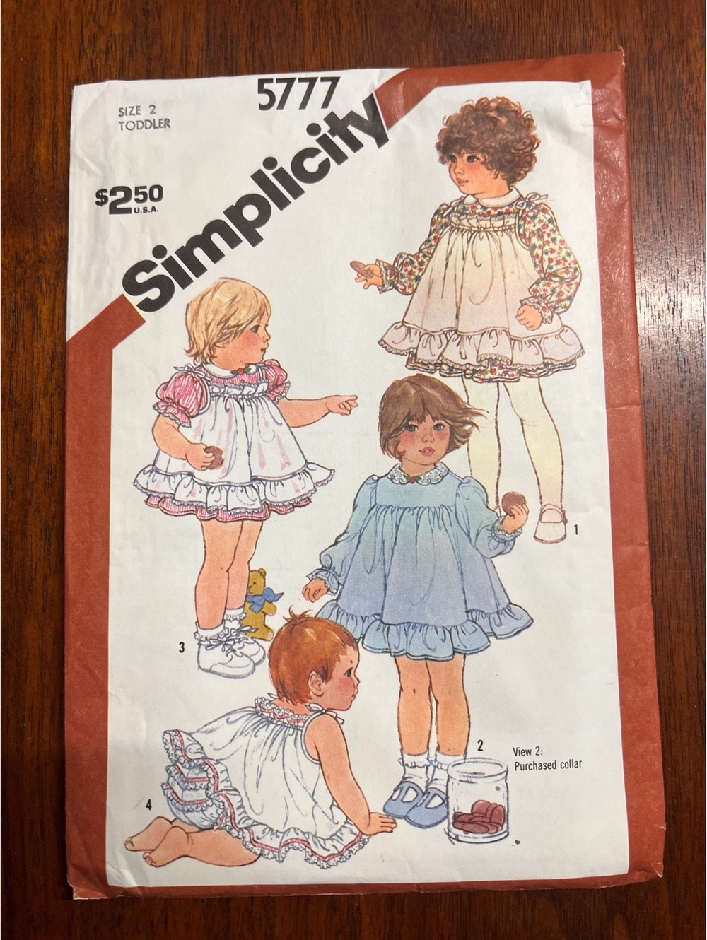 Vtg 1982 Simplicity 5777 Toddler Dress Pinafore Pattern Sz 2